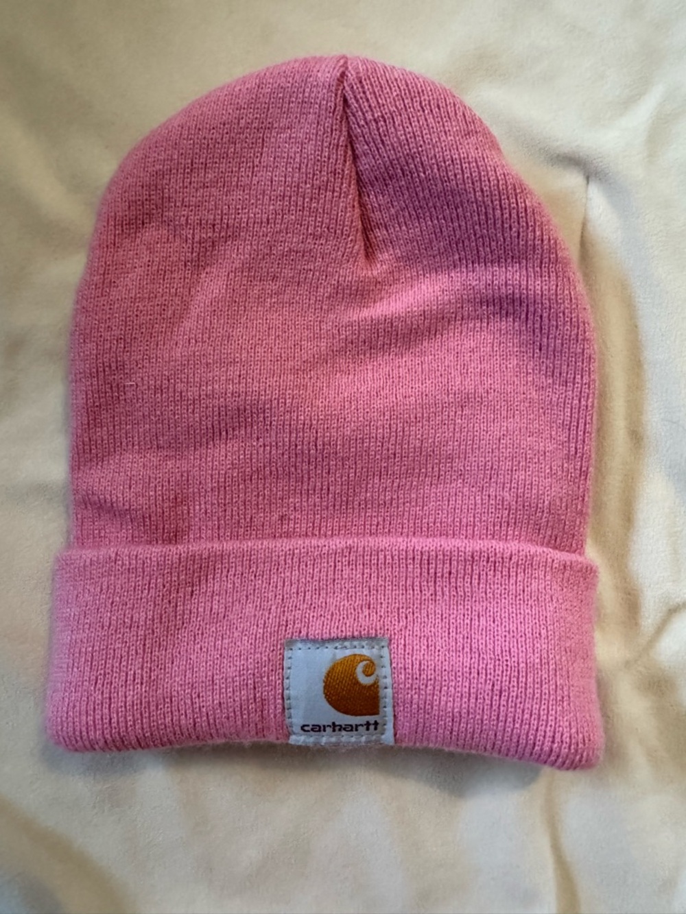 Carhartt Kids Bubblegum Pink Knit Beanie with Logo Patch